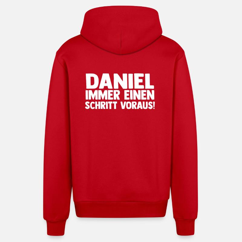 Prénom Daniel - Veste à capuche bio décontractée fabriquée en UE - rouge