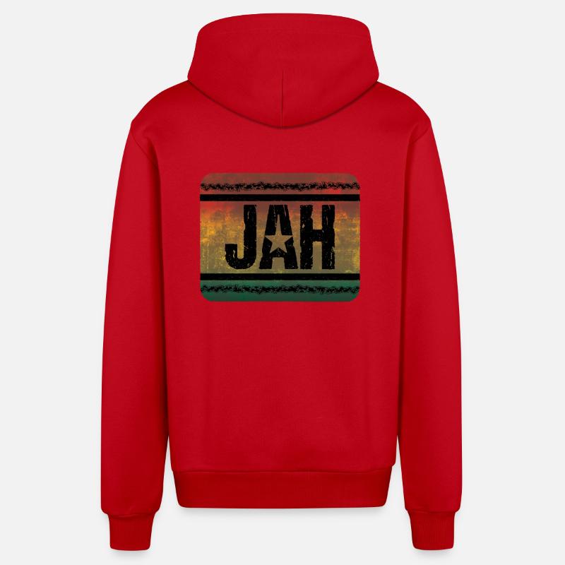 Jah Reggae - Veste à capuche bio décontractée fabriquée en UE - rouge