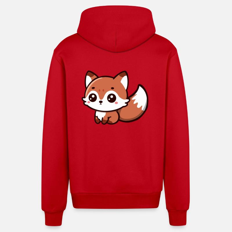 Fluffy Delight : Charme Chibi Fox - Veste à capuche bio décontractée fabriquée en UE - rouge