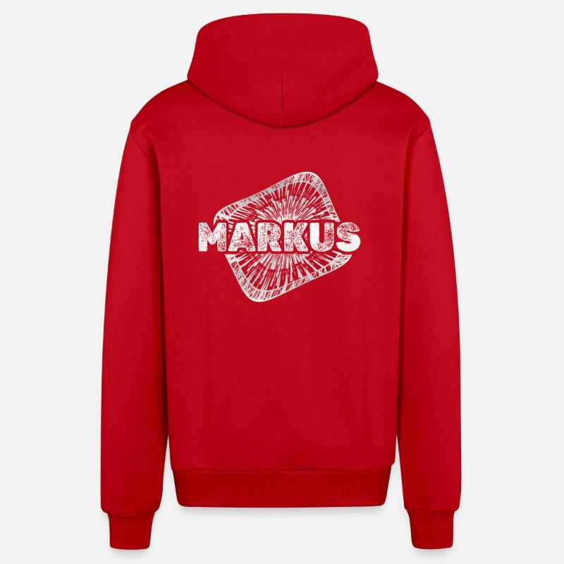 Cadeau pour Markus - Veste à capuche bio décontractée fabriquée en UE - rouge