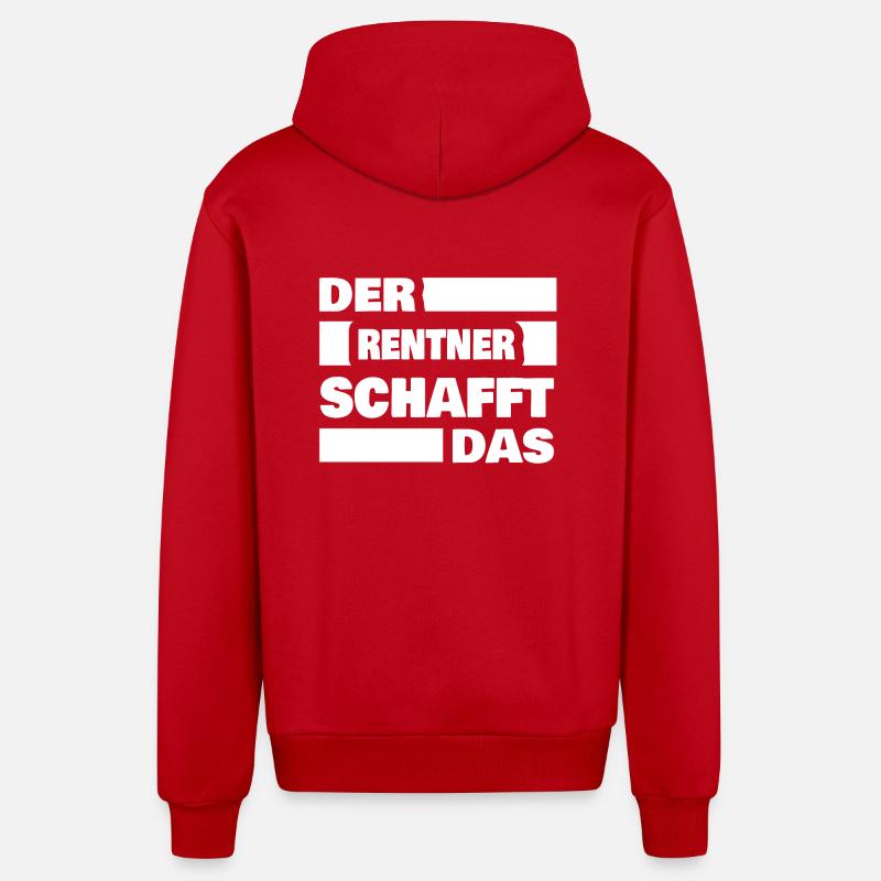 Cadeau pour les retraités - Veste à capuche bio décontractée fabriquée en UE - rouge