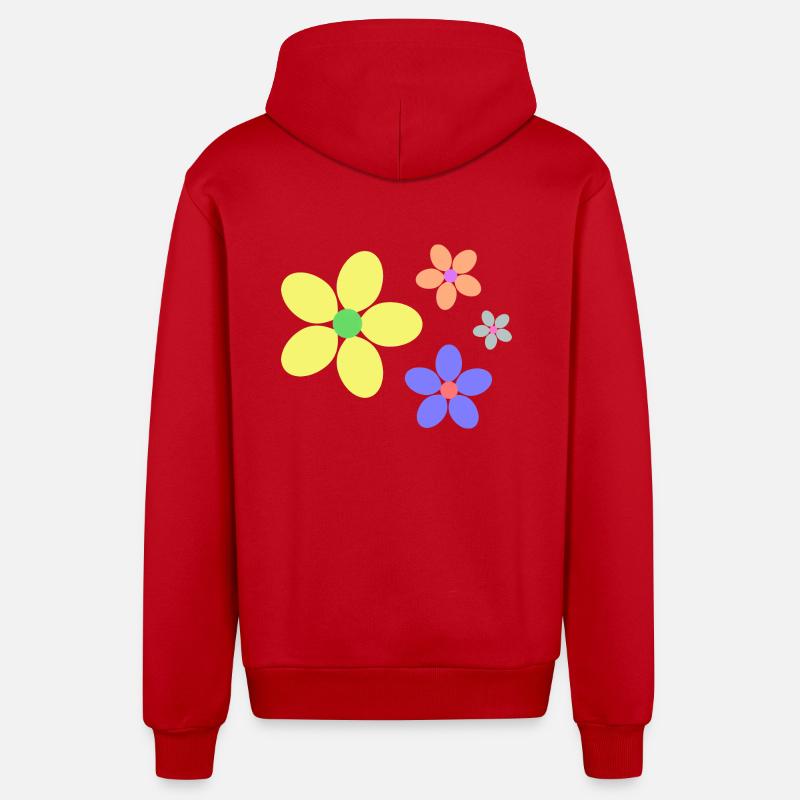 bunte Blumen Hippie retro - Organic Relaxed Kapuzenjacke Made in EU - Rot