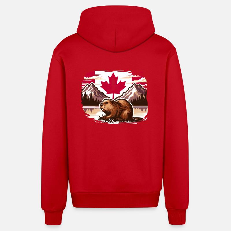 Kanada Bieber 4 - Organic Relaxed Kapuzenjacke Made in EU - Rot