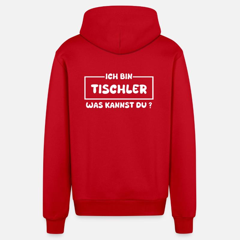 Profession : Charpentier - Veste à capuche bio décontractée fabriquée en UE - rouge
