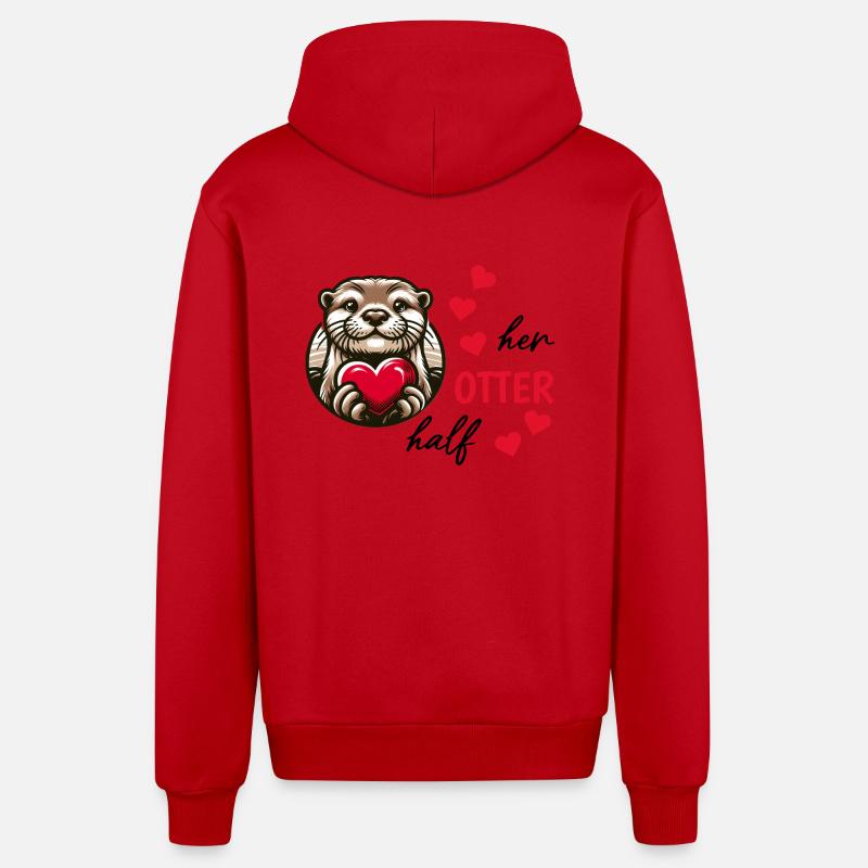 Otter half liebe geschenk - Organic Relaxed Kapuzenjacke Made in EU - Rot