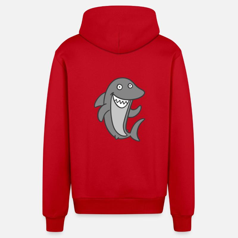 requin - Veste à capuche bio décontractée fabriquée en UE - rouge