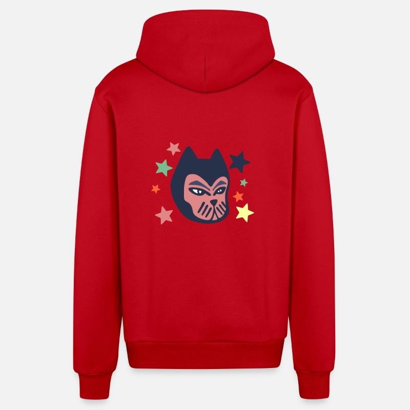 Chat galactique - Veste à capuche bio décontractée fabriquée en UE - rouge