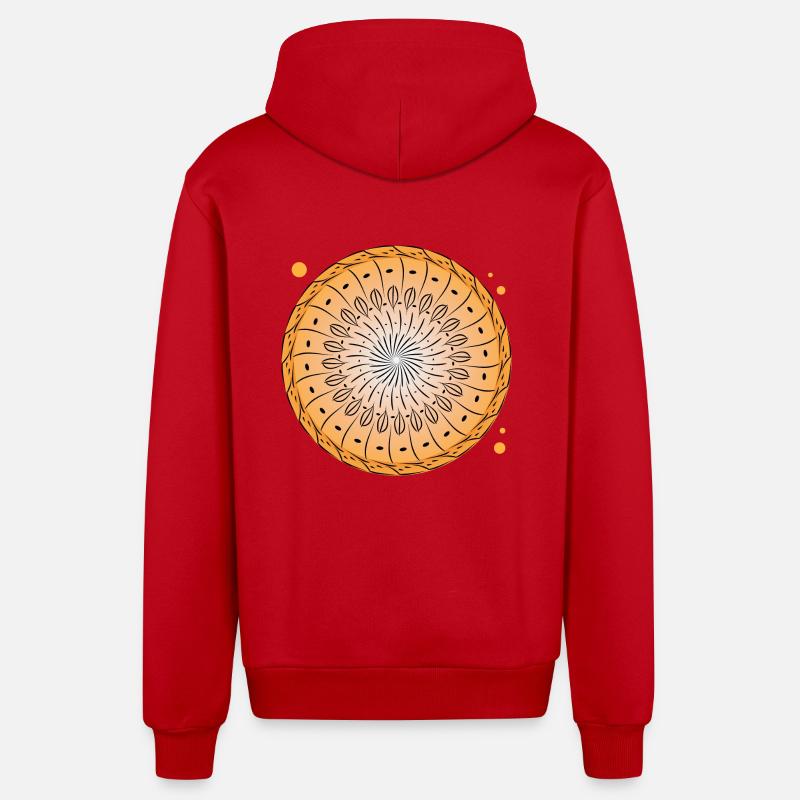 Rotating pattern circle - Organic Relaxed Hooded Jacket Made in EU - red