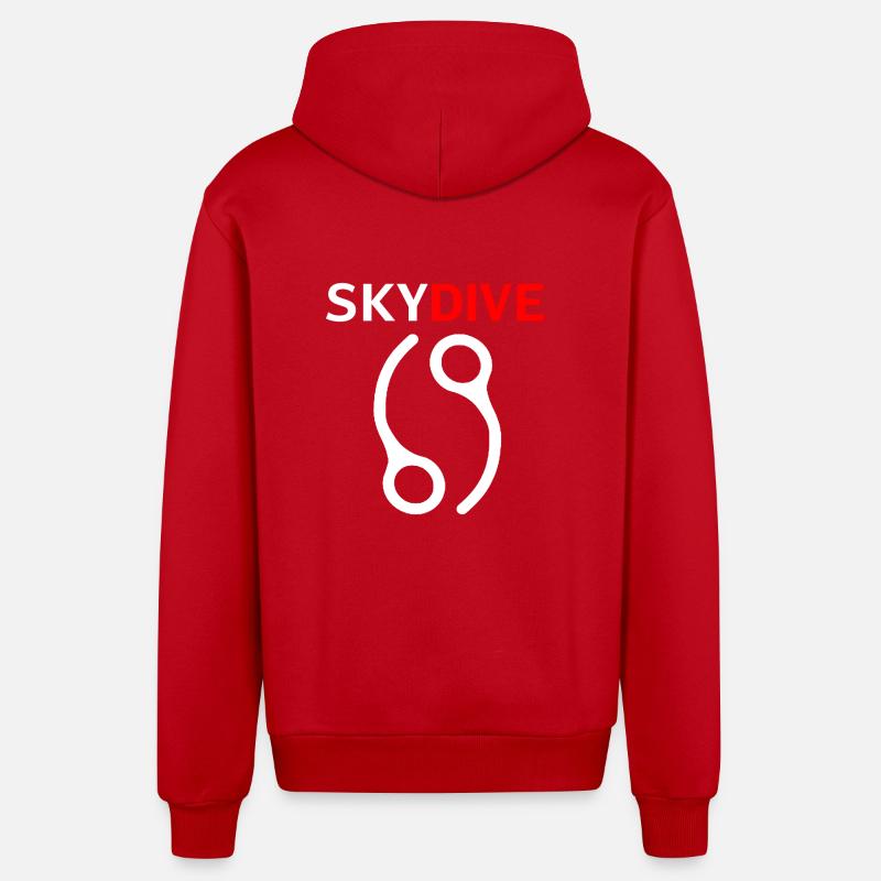 Skydive Pin 69 Blanc - Veste à capuche bio décontractée fabriquée en UE - rouge