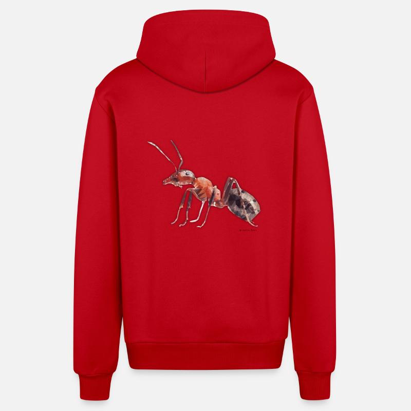 fourmi - Veste à capuche bio décontractée fabriquée en UE - rouge