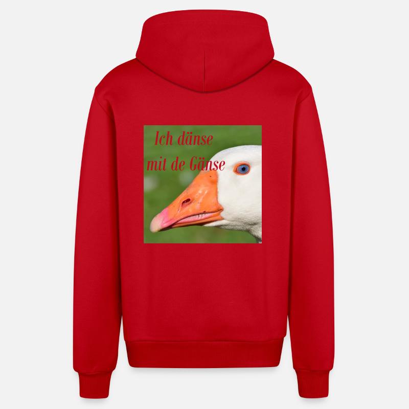 Ich dänse mit de Gänse - Organic Relaxed Kapuzenjacke Made in EU - Rot