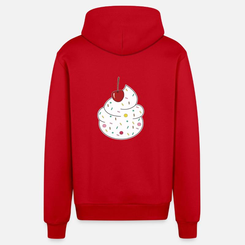 Cerise crème - Veste à capuche bio décontractée fabriquée en UE - rouge