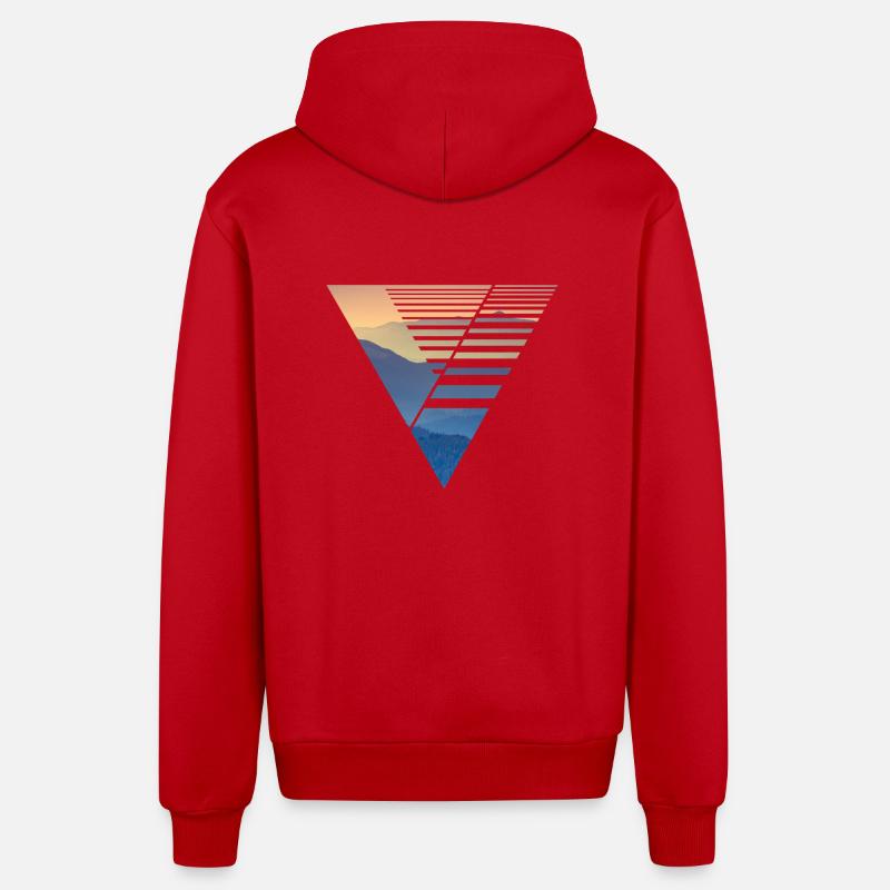 Vector Design Triangle - Organic Relaxed Hooded Jacket Made in EU - red