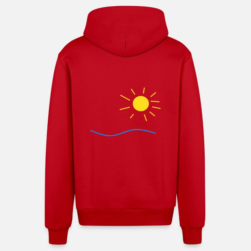 Soleil et mer - Veste à capuche bio décontractée fabriquée en UE - rouge