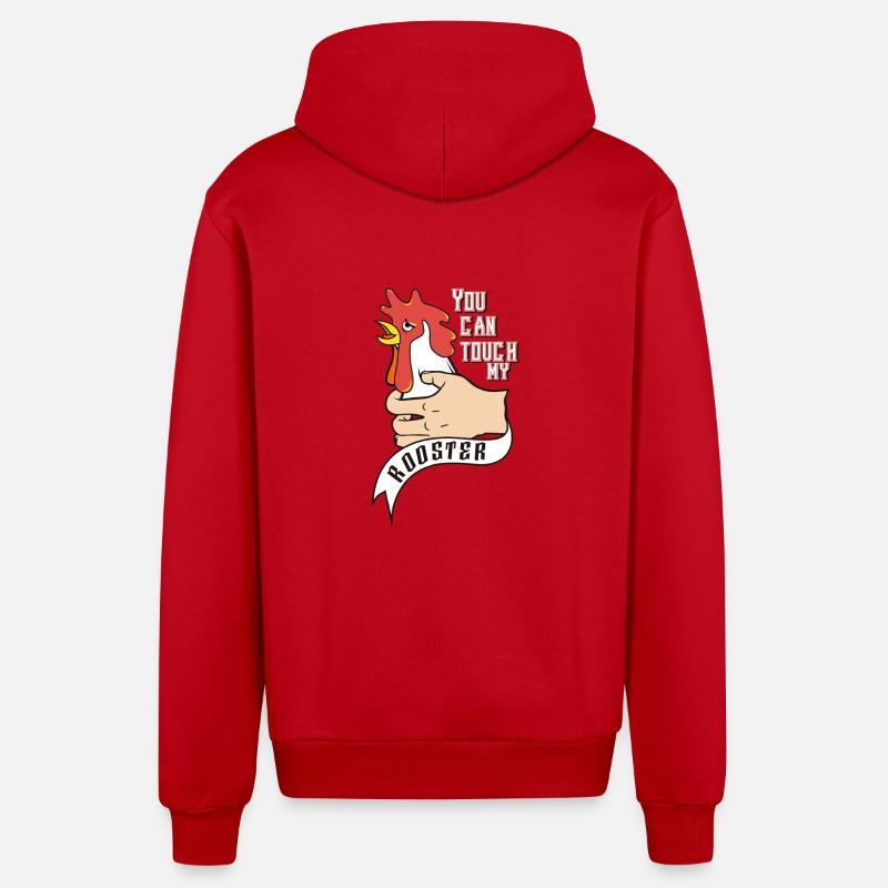 Tu peux toucher mon coq - Veste à capuche bio décontractée fabriquée en UE - rouge