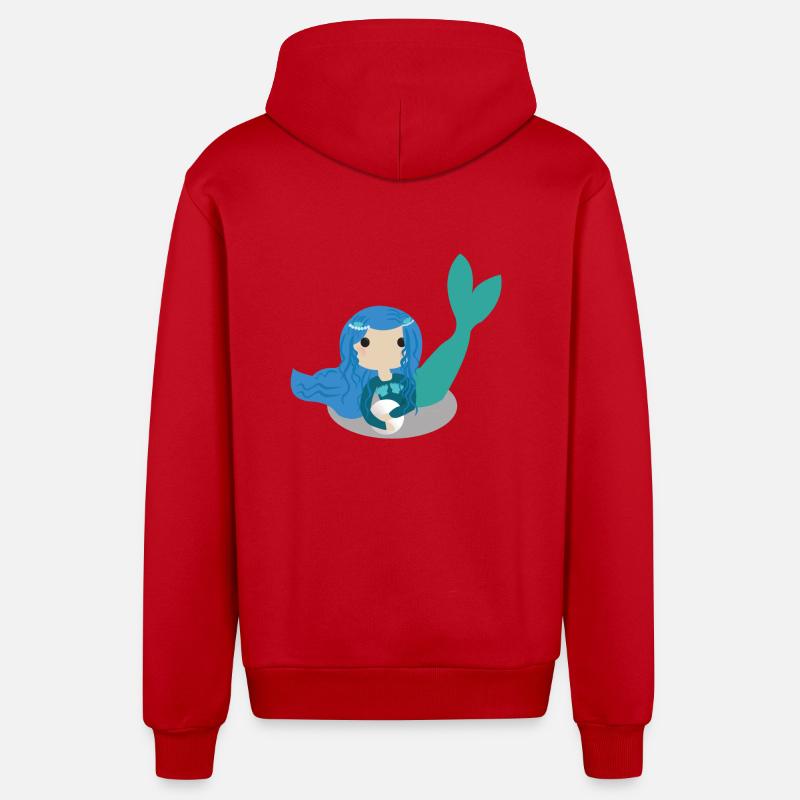 Perle de coquille de sirène - Veste à capuche bio décontractée fabriquée en UE - rouge