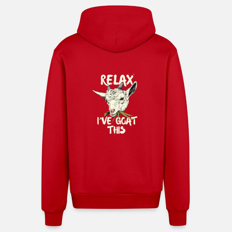 Relax i’ve goat this - Veste à capuche bio décontractée fabriquée en UE - rouge