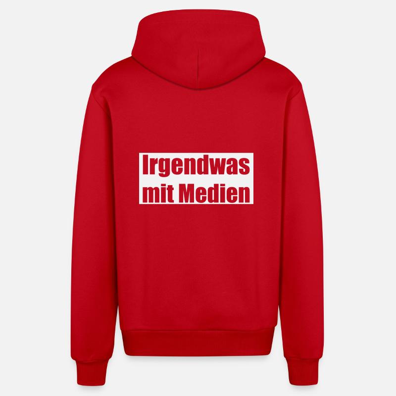 Quelque chose avec les médias - Veste à capuche bio décontractée fabriquée en UE - rouge