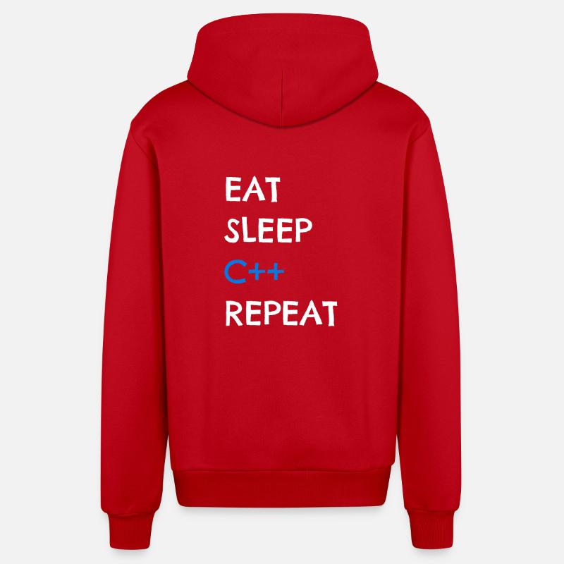 C++ - Organic Relaxed Hooded Jacket Made in EU - red