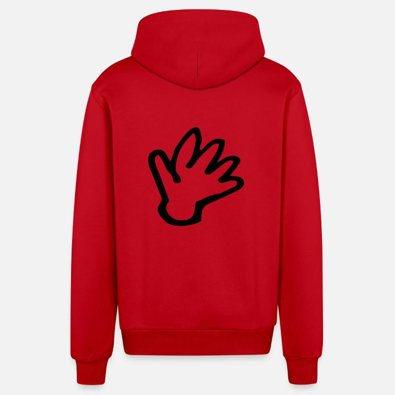 Agitant la main (noir) - Veste à capuche bio décontractée fabriquée en UE - rouge