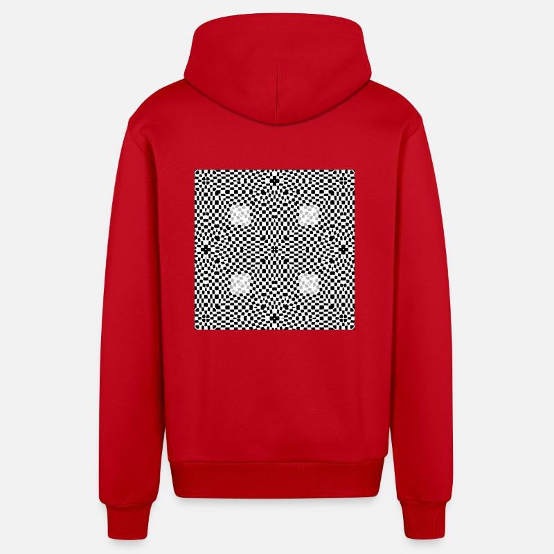 abstraction - Veste à capuche bio décontractée fabriquée en UE - rouge