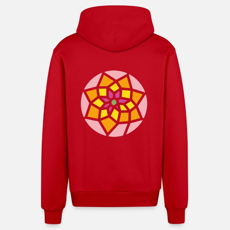 mandala - Veste à capuche bio décontractée fabriquée en UE - rouge