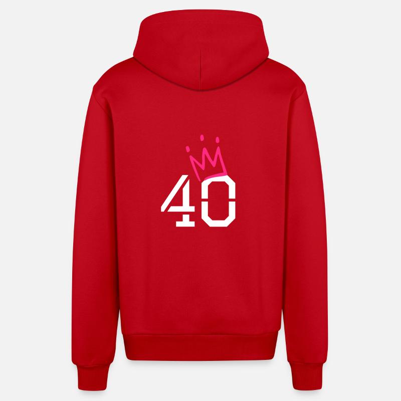 40 - Veste à capuche bio décontractée fabriquée en UE - rouge