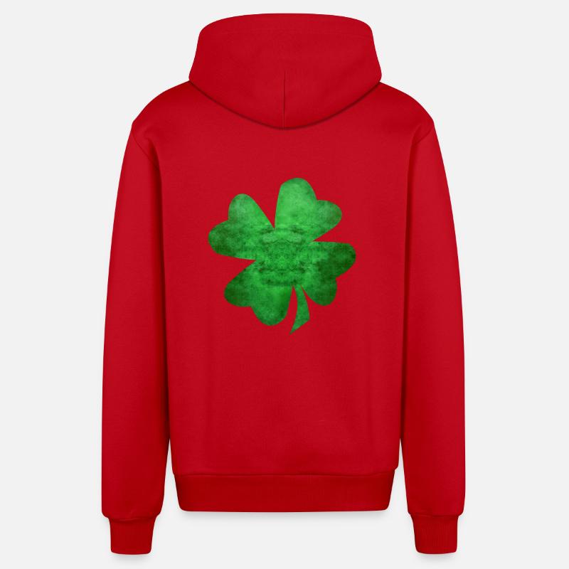 Trèfle à quatre feuilles vert - Veste à capuche bio décontractée fabriquée en UE - rouge