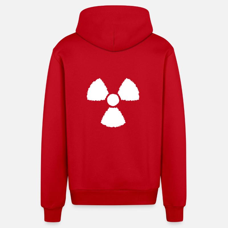Signe de symbole nucléaire - Veste à capuche bio décontractée fabriquée en UE - rouge