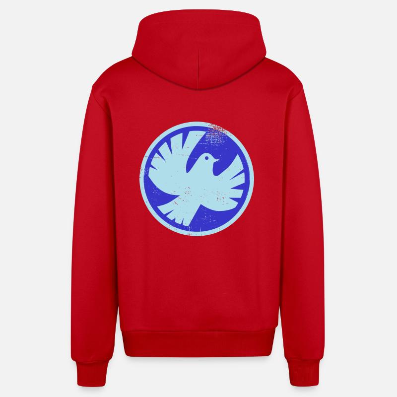 Colombe de paix - Veste à capuche bio décontractée fabriquée en UE - rouge