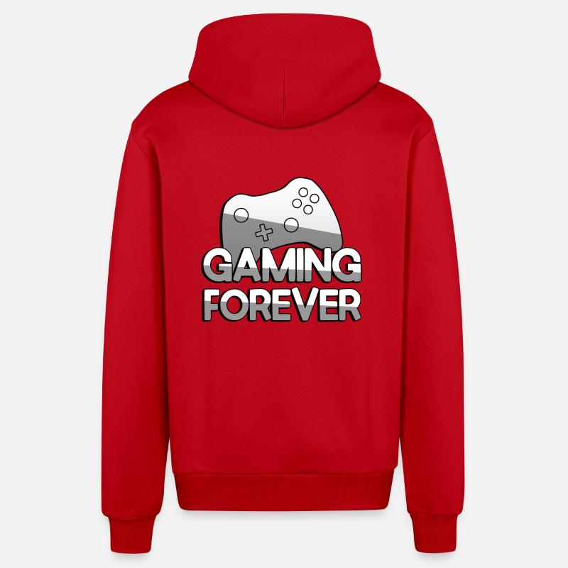 GAMING FOREVER + Controller - Gaming - Organic Relaxed Kapuzenjacke Made in EU - Rot
