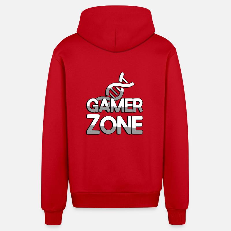 GAMER ZONE + ADN - Jeux - Veste à capuche bio décontractée fabriquée en UE - rouge