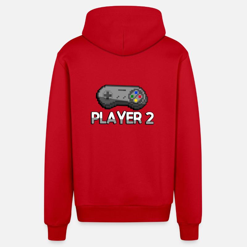 PLAYER 2 + SNES Controller - Gaming - Organic Relaxed Kapuzenjacke Made in EU - Rot