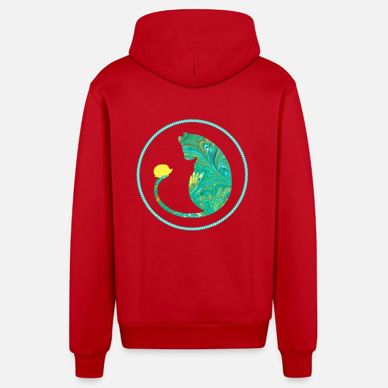 katze mit igel e 71 - Organic Relaxed Kapuzenjacke Made in EU - Rot