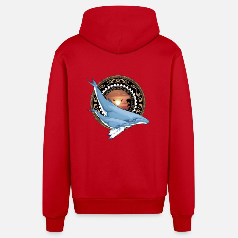 Baleine à bosse hawaïenne - Veste à capuche bio décontractée fabriquée en UE - rouge