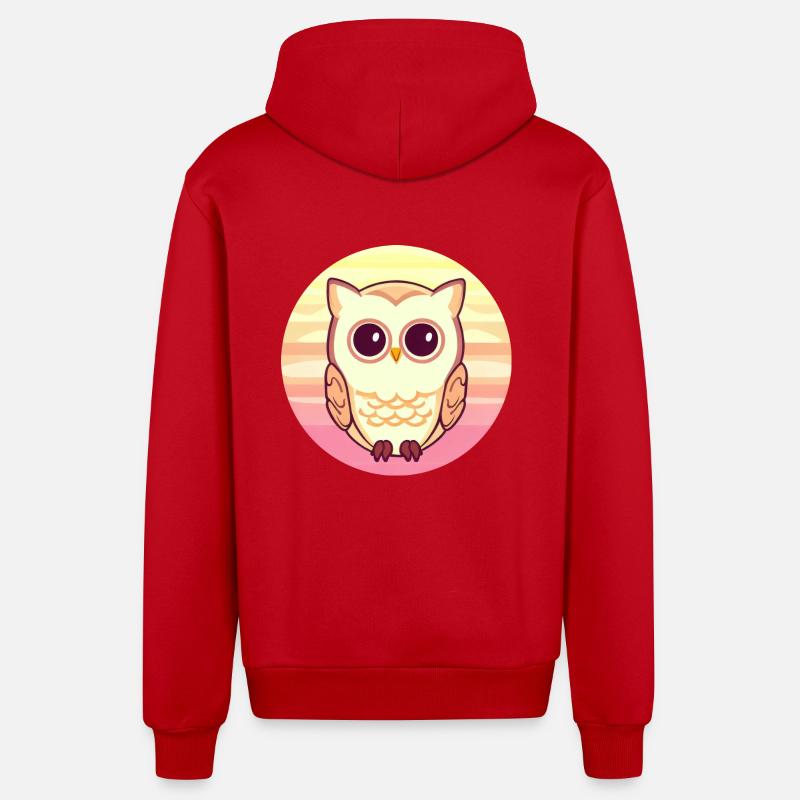 Owl Sunset Design - Veste à capuche bio décontractée fabriquée en UE - rouge