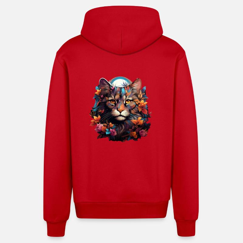 Chat - Veste à capuche bio décontractée fabriquée en UE - rouge