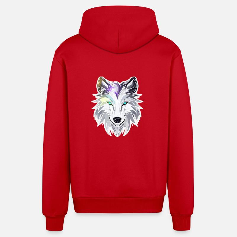 Loup - Illustration - Veste à capuche bio décontractée fabriquée en UE - rouge