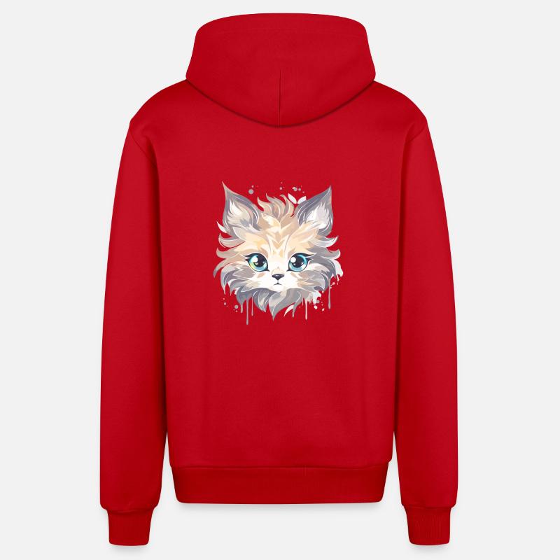 Chat - illustration - Veste à capuche bio décontractée fabriquée en UE - rouge