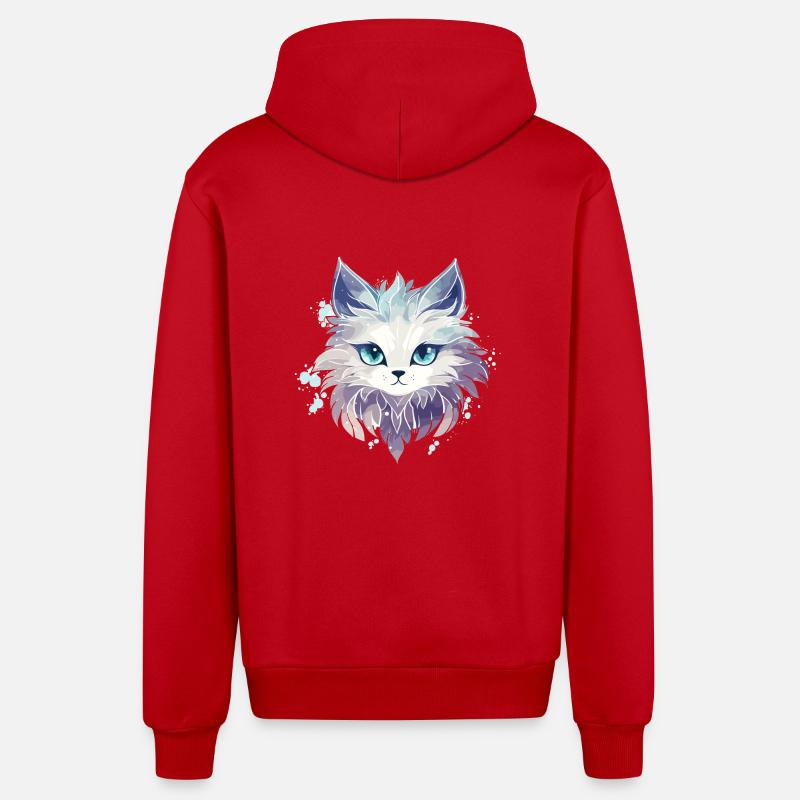 Chat - illustration - Veste à capuche bio décontractée fabriquée en UE - rouge