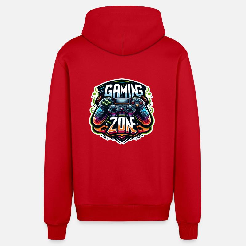 Gaming Zone - Controller Illustration - Organic Relaxed Kapuzenjacke Made in EU - Rot