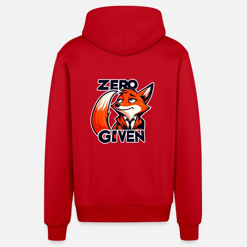 Zero Given - Fox Illustration - Organic Relaxed Hooded Jacket Made in EU - red