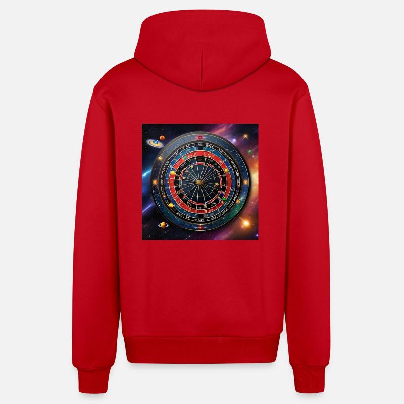 Précision astronomique - Fléchettes dans l’espace - Veste à capuche bio décontractée fabriquée en UE - rouge