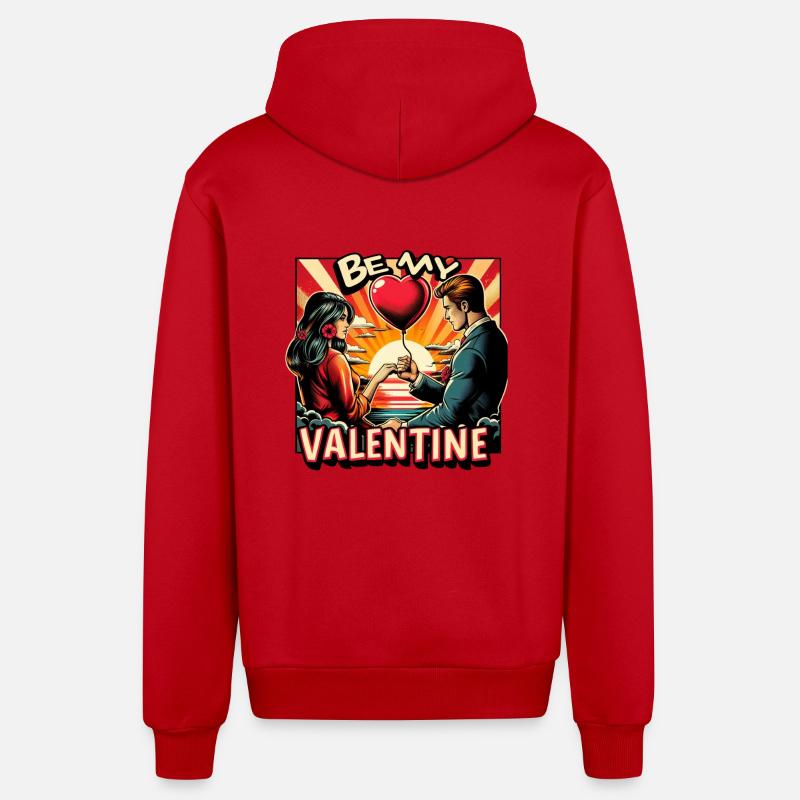Sois mon Valentin - Veste à capuche bio décontractée fabriquée en UE - rouge