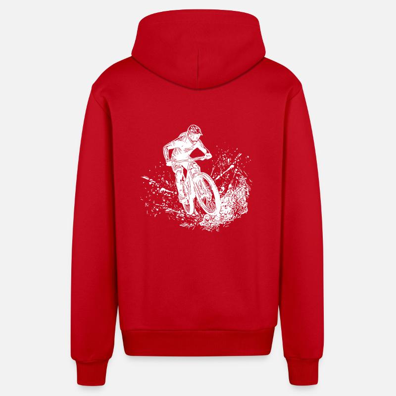 VTT Mud Splash Downhill - Veste à capuche bio décontractée fabriquée en UE - rouge