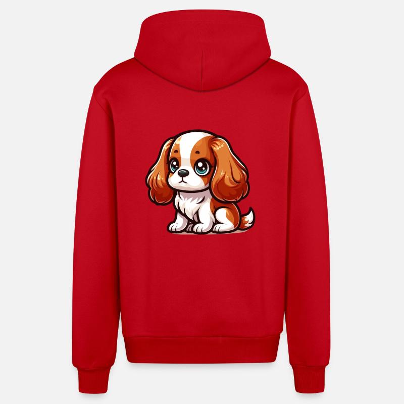 Chibi cavalier king charles - Veste à capuche bio décontractée fabriquée en UE - rouge
