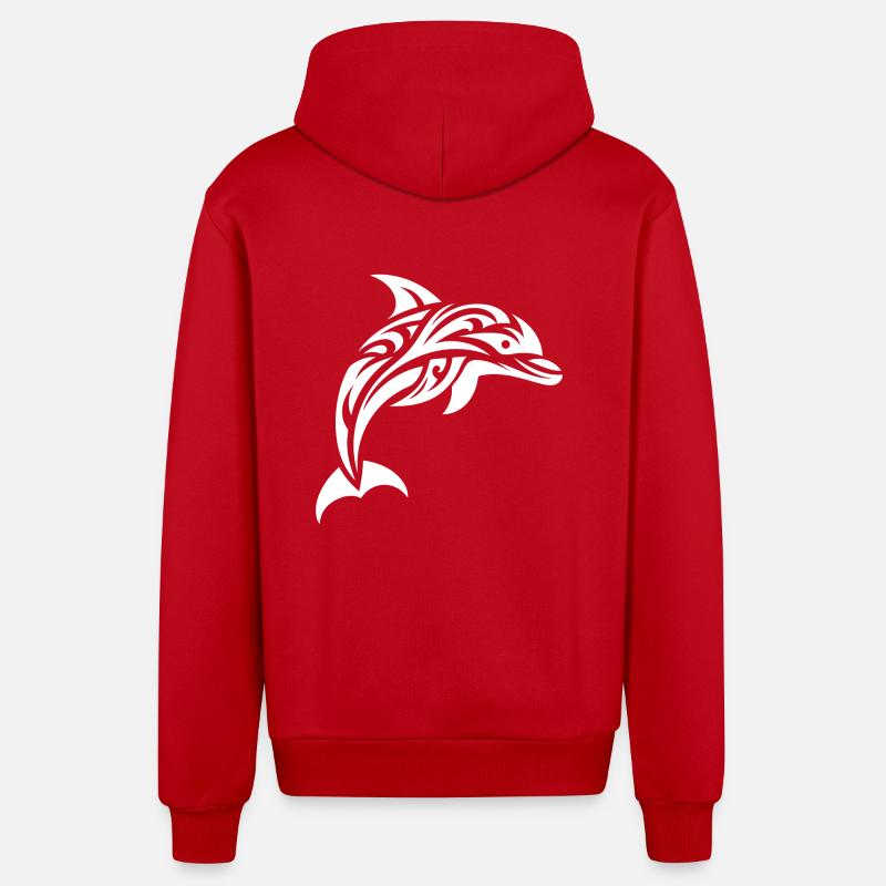 Saut Mignon Tatouage Dauphin - Veste à capuche bio décontractée fabriquée en UE - rouge