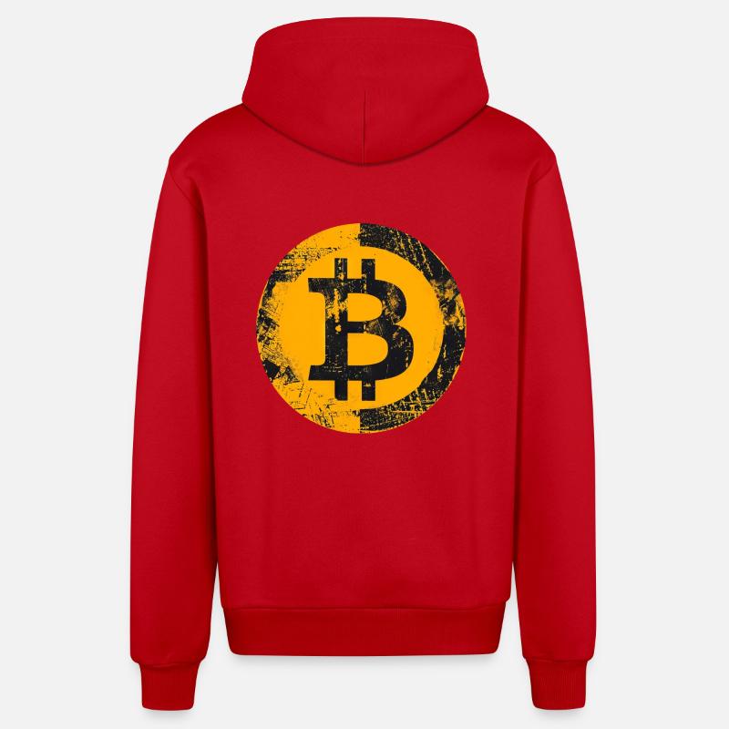 Bitcoin Grunge Or Numérique - Veste à capuche bio décontractée fabriquée en UE - rouge