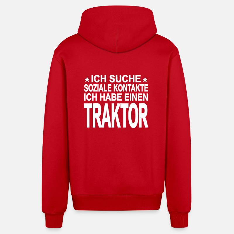 Traktor - Organic Relaxed Kapuzenjacke Made in EU - Rot