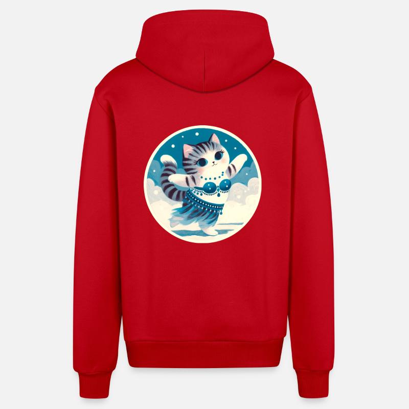 Chat Danseuse du Ventre - Veste à capuche bio décontractée fabriquée en UE - rouge